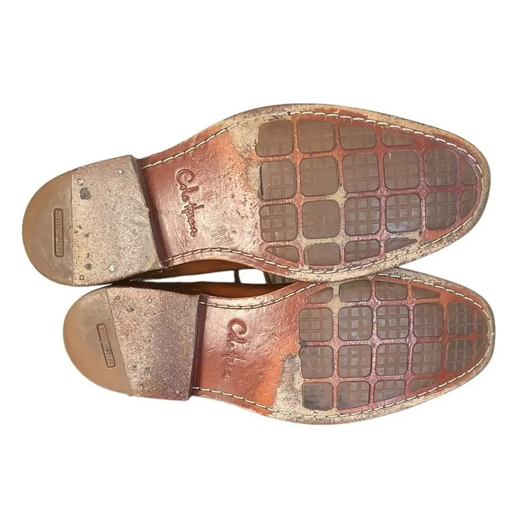 COLE HAAN Brown Leather Classic Lace Up‎ Oxford Stacked Heel Mens Size 9